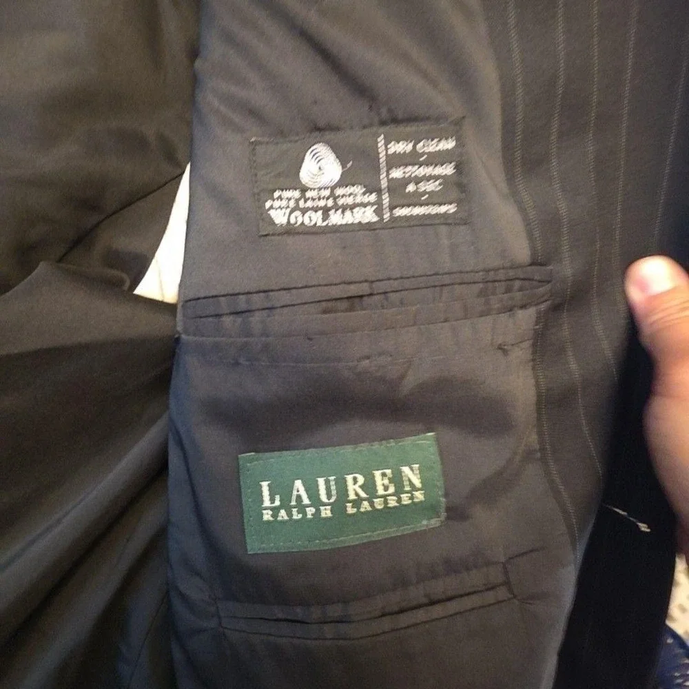 Lauren Ralph Lauren Suit Mens 48 44x32 Black Wool 2 Piece Jacket Pants Formal